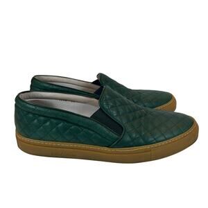 Del Toro Green Quilted Leather Women's Slip On Shoes Size 11